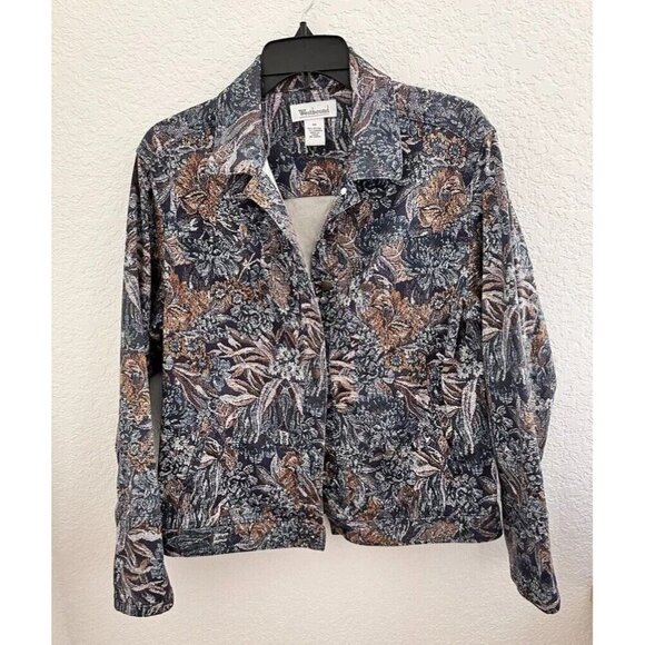 Westbound Women's Jean Jacket  Size M Whimsy Retro Multicolor Floral Tapestry - Picture 1 of 7